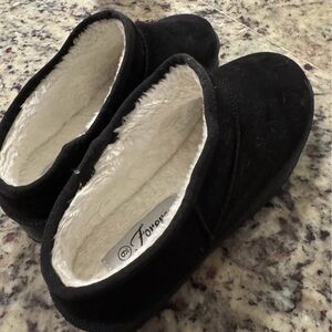 Black Fuzzy Slip-on Shoes | Size 9 | Ugg Knockoff | Warn Once